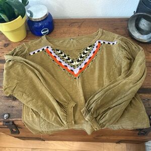 Free People Olive Knit Top